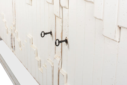 Sarreid - Aztec Sideboard On Stand  Whitewash - White - Eclectic