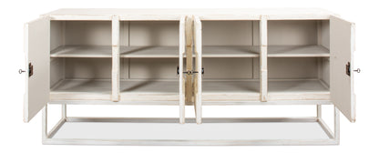 Sarreid - Aztec Sideboard On Stand  Whitewash - White - Eclectic