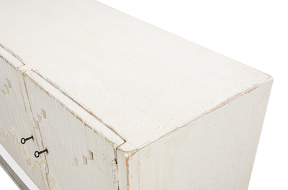 Sarreid - Aztec Sideboard On Stand  Whitewash - White - Eclectic