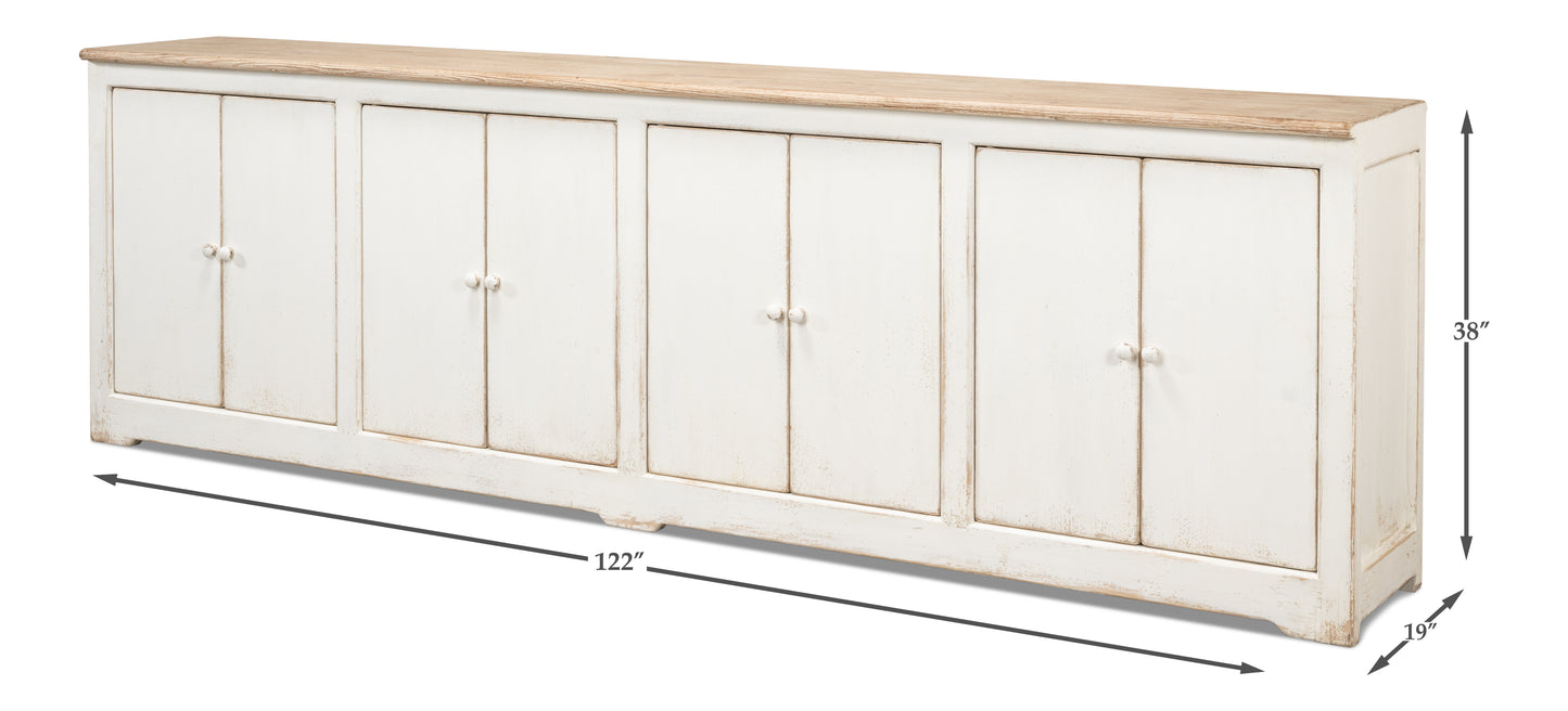 Sarreid - Eight Is Enough Sideboard Whitewash - White - Traditional