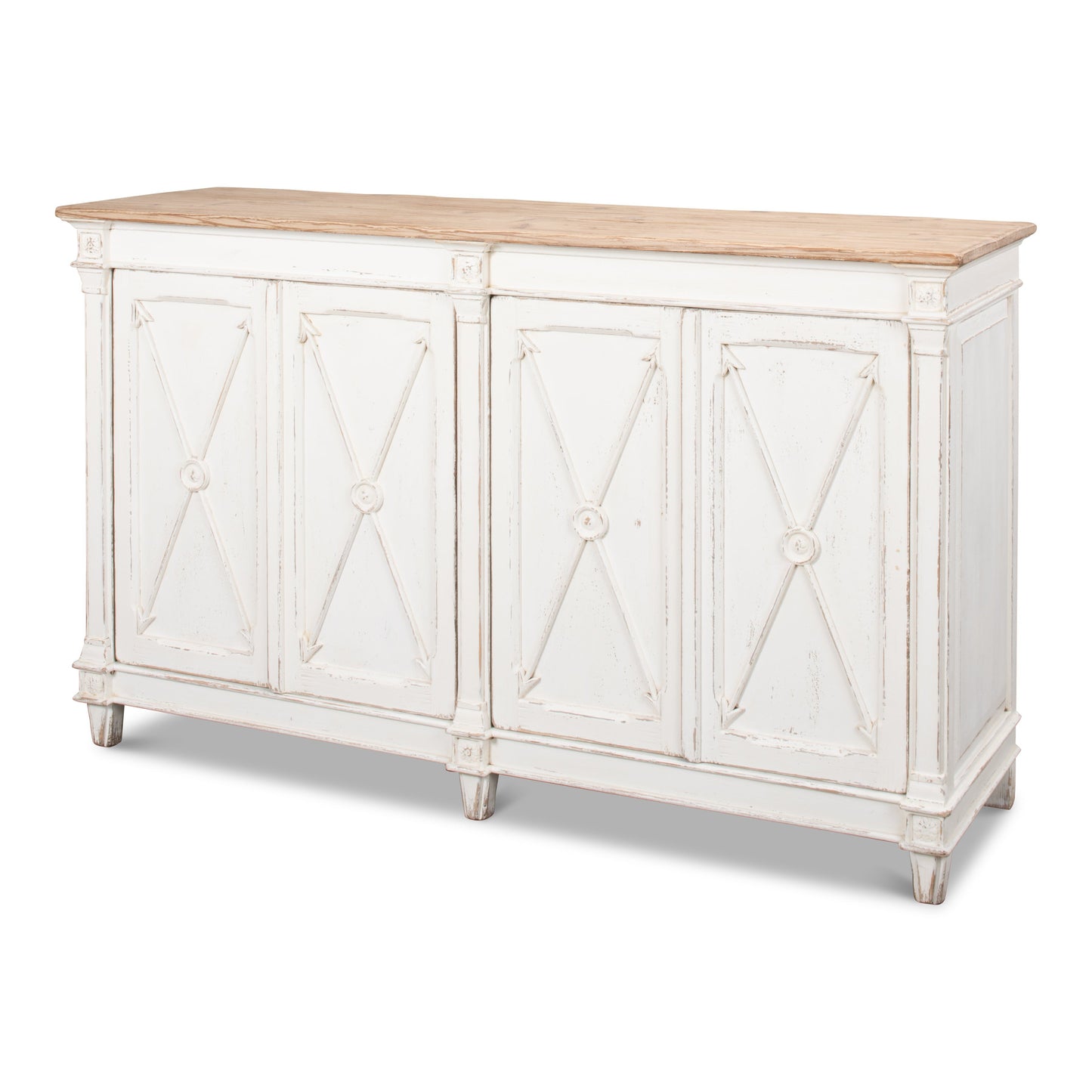 Sarreid - Marksman Sideboard  Whitewash Finish - White - Traditional