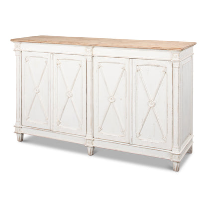 Sarreid - Marksman Sideboard  Whitewash Finish - White - Traditional