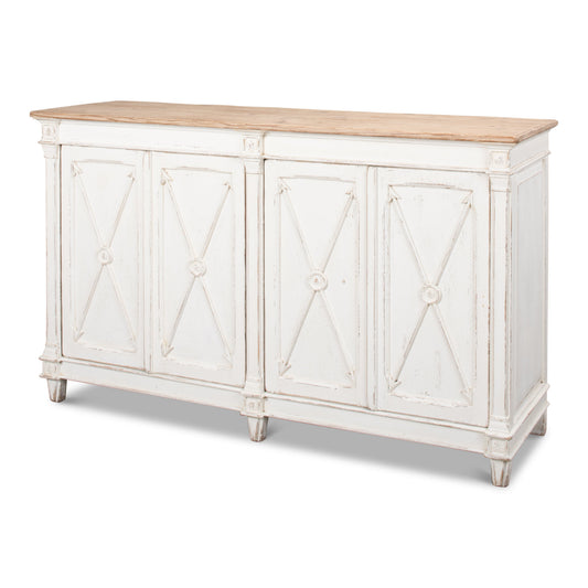 Sarreid - Marksman Sideboard  Whitewash Finish - White - Traditional