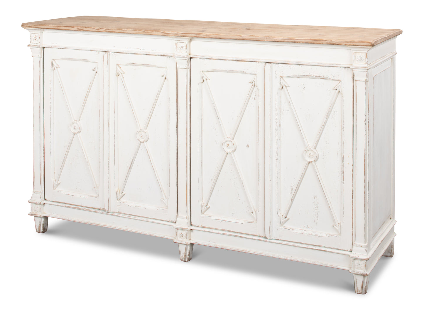 Sarreid - Marksman Sideboard  Whitewash Finish - White - Traditional