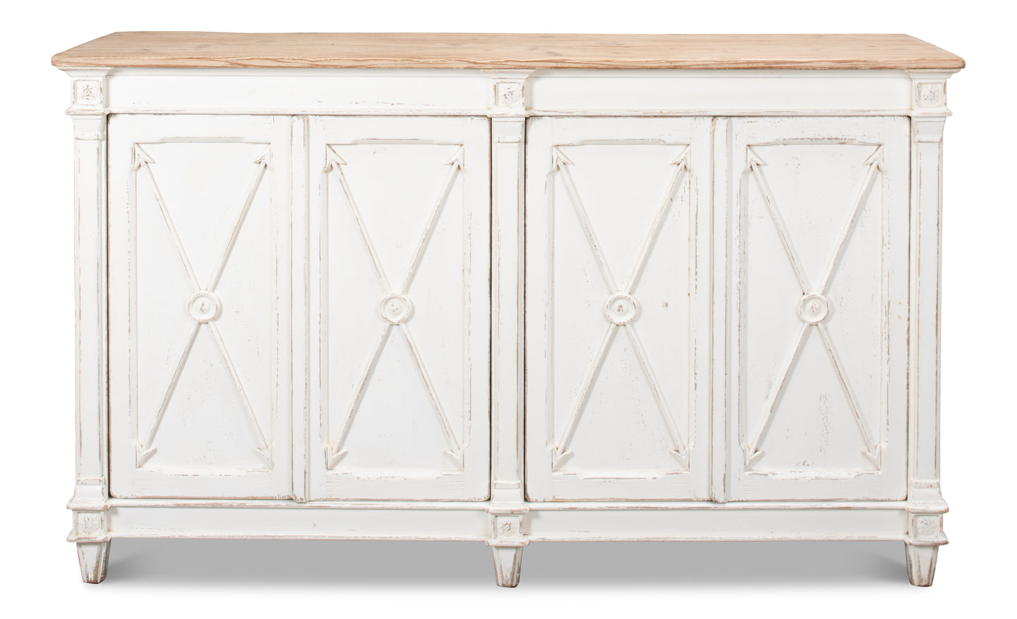 Sarreid - Marksman Sideboard  Whitewash Finish - White - Traditional