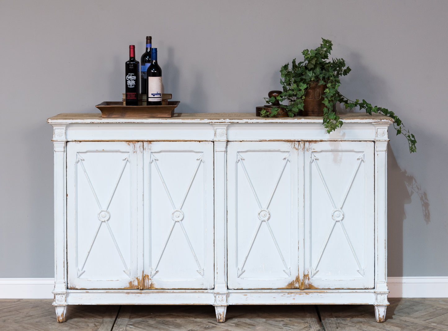Sarreid - Marksman Sideboard  Whitewash Finish - White - Traditional