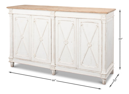 Sarreid - Marksman Sideboard  Whitewash Finish - White - Traditional