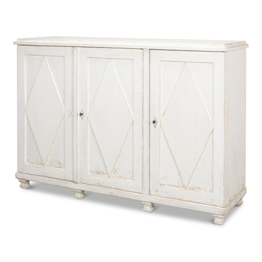 Sarreid - Beecher Sideboard W/3 Doors  Whitewash - White - CoastalBeach