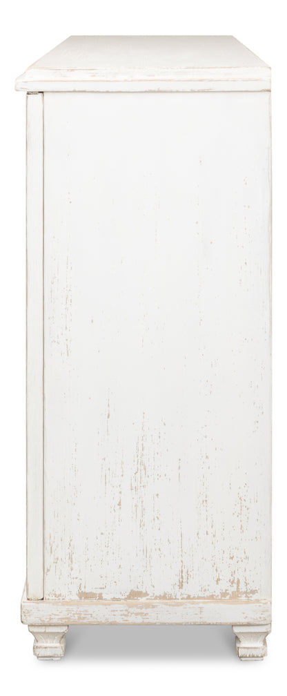 Sarreid - Beecher Sideboard W/3 Doors  Whitewash - White - CoastalBeach