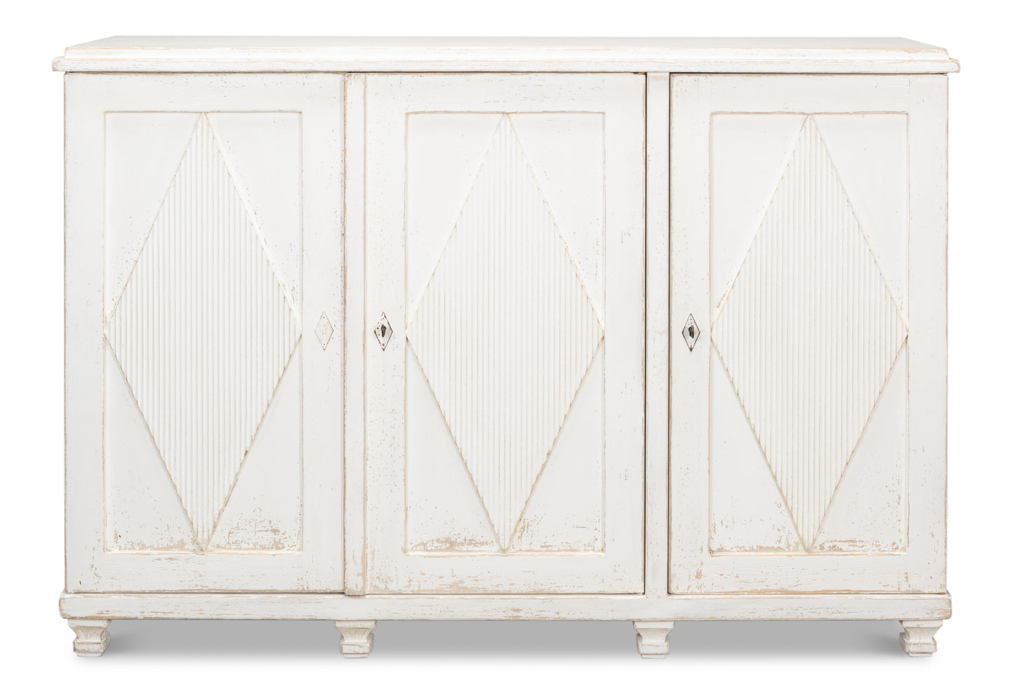 Sarreid - Beecher Sideboard W/3 Doors  Whitewash - White - CoastalBeach