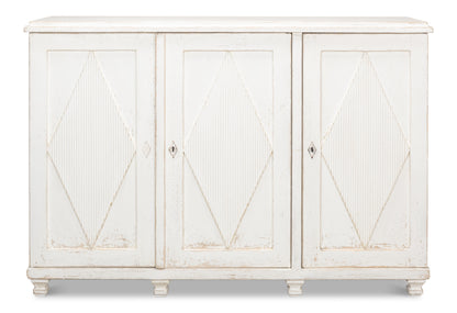 Sarreid - Beecher Sideboard W/3 Doors  Whitewash - White - CoastalBeach