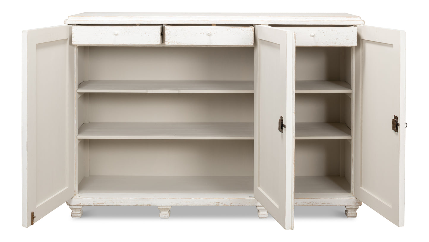 Sarreid - Beecher Sideboard W/3 Doors  Whitewash - White - CoastalBeach