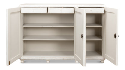Sarreid - Beecher Sideboard W/3 Doors  Whitewash - White - CoastalBeach