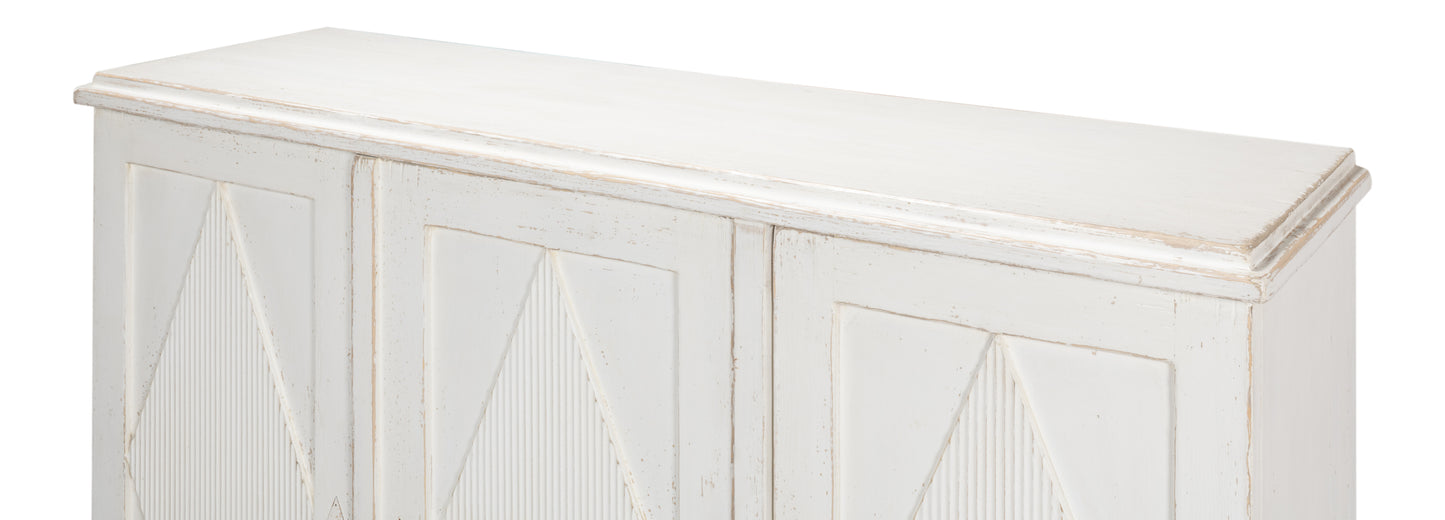 Sarreid - Beecher Sideboard W/3 Doors  Whitewash - White - CoastalBeach