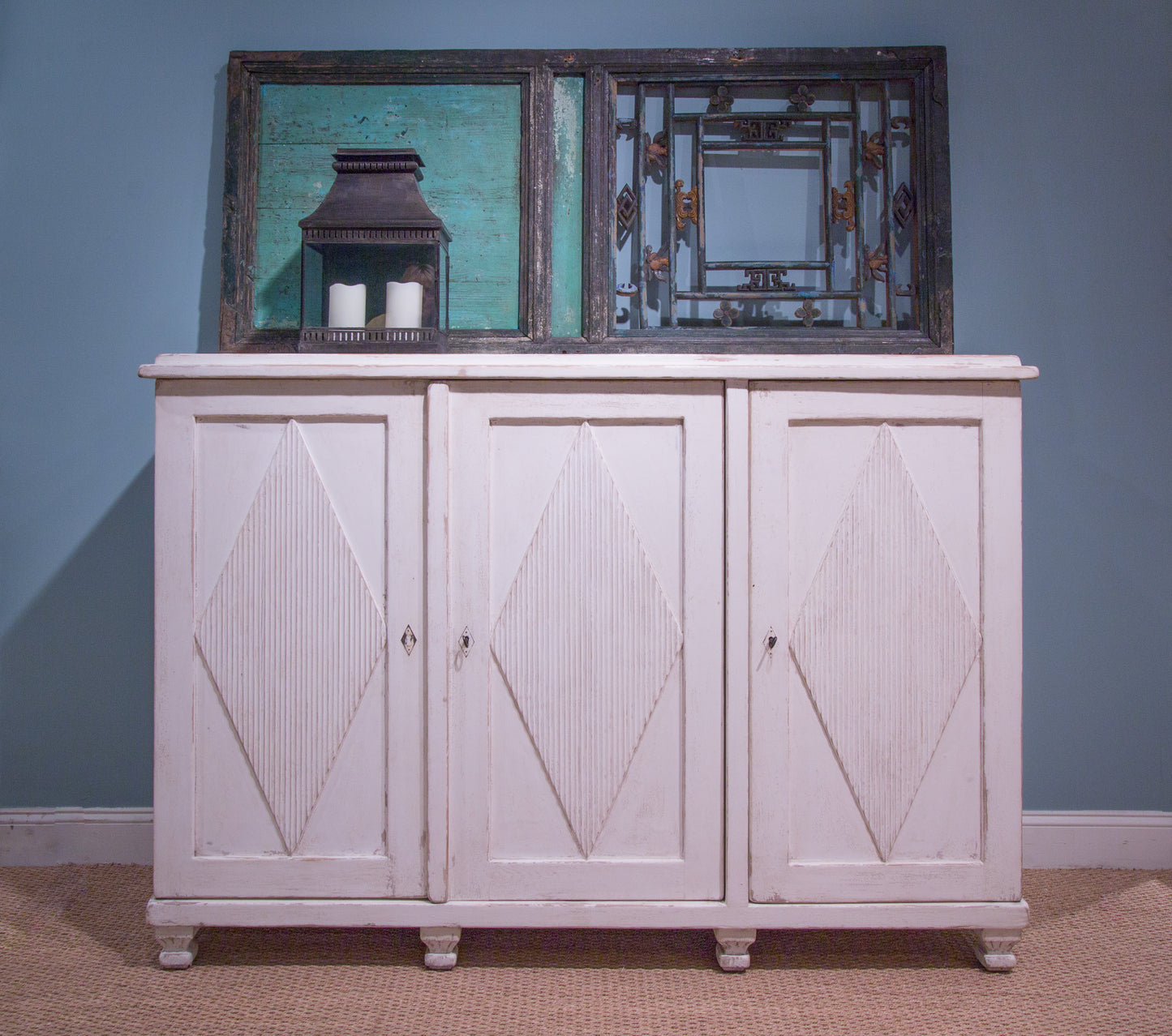 Sarreid - Beecher Sideboard W/3 Doors  Whitewash - White - CoastalBeach