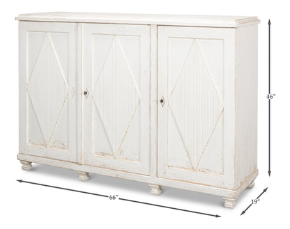 Sarreid - Beecher Sideboard W/3 Doors  Whitewash - White - CoastalBeach