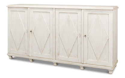 Sarreid - Beecher Sideboard W/4 Doors  Whitewash - White - CoastalBeach