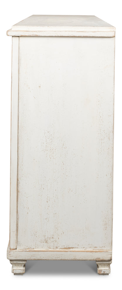 Sarreid - Beecher Sideboard W/4 Doors  Whitewash - White - CoastalBeach