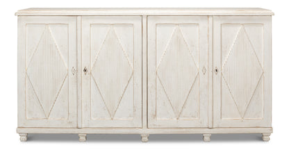 Sarreid - Beecher Sideboard W/4 Doors  Whitewash - White - CoastalBeach