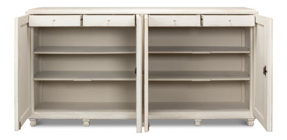 Sarreid - Beecher Sideboard W/4 Doors  Whitewash - White - CoastalBeach