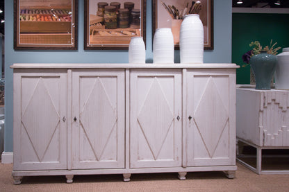 Sarreid - Beecher Sideboard W/4 Doors  Whitewash - White - CoastalBeach