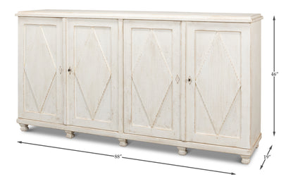 Sarreid - Beecher Sideboard W/4 Doors  Whitewash - White - CoastalBeach