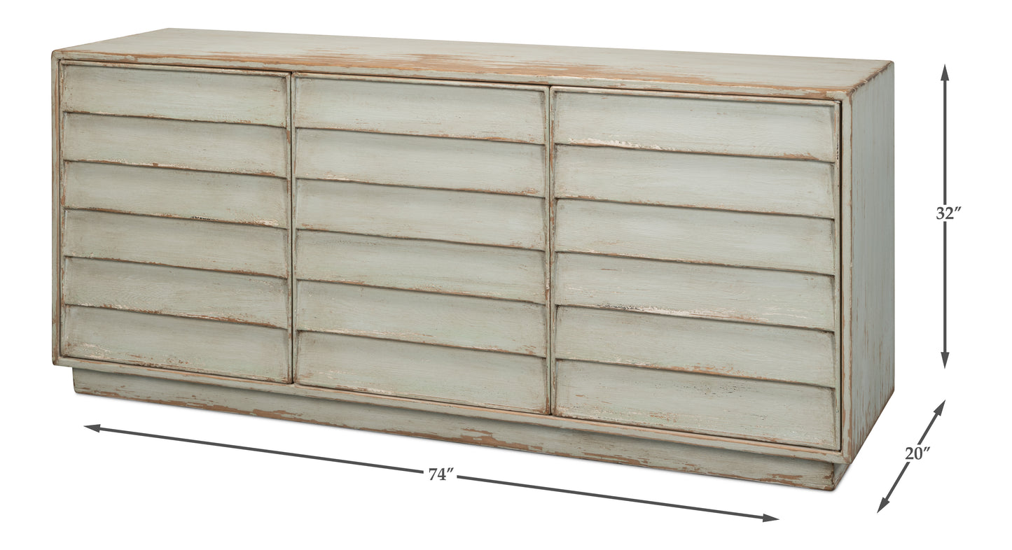 Sarreid - Louvered Sideboard  Whitewash - White - Transitional