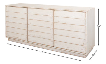 Sarreid - Louvered Sideboard  Whitewash - White - Transitional