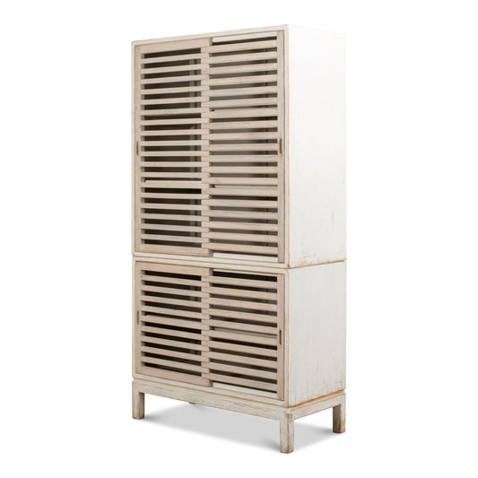 Sarreid - Groovy Doors Bookcase  Whitewash - White - Contemporary