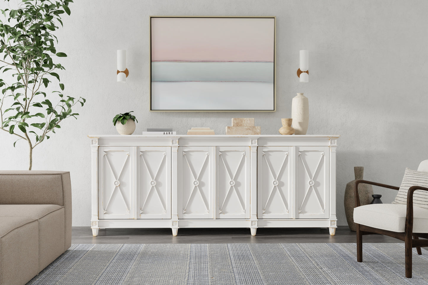 Sarreid - Marksman Sideboard  Whitewash - White - Traditional
