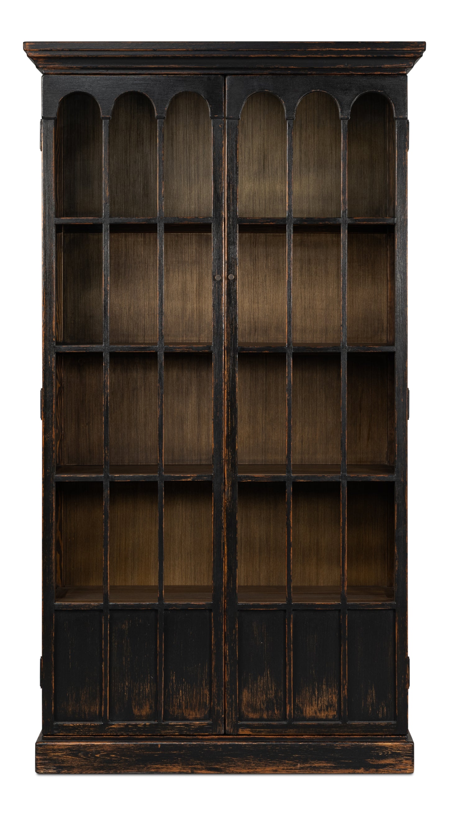 Sarreid - Edgar Allan Glass Bookcase - White - Traditional