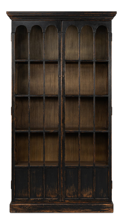 Sarreid - Edgar Allan Glass Bookcase - White - Traditional