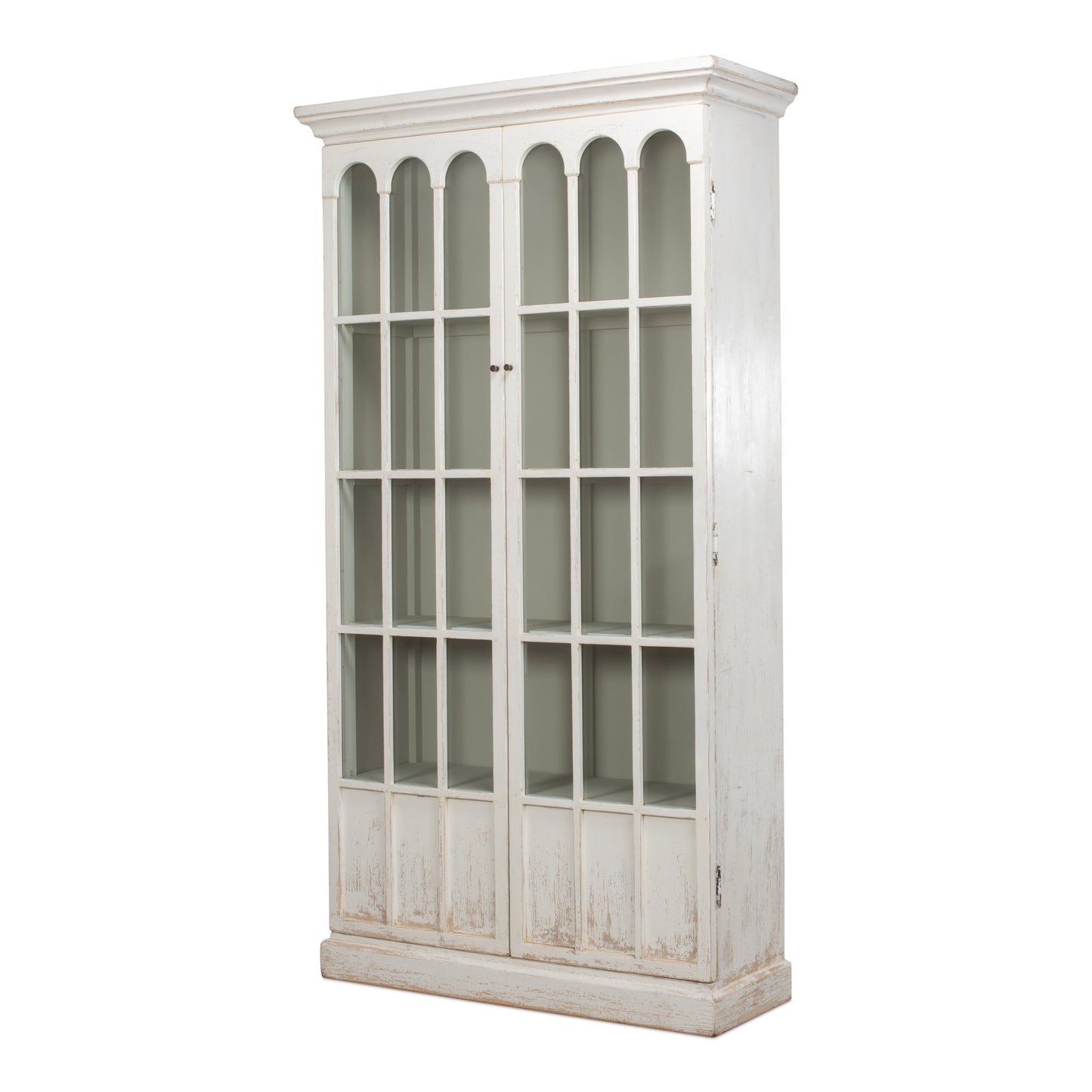 Sarreid - Edgar Allan Glass Bookcase - White - Traditional