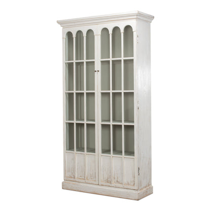 Sarreid - Edgar Allan Glass Bookcase - White - Traditional