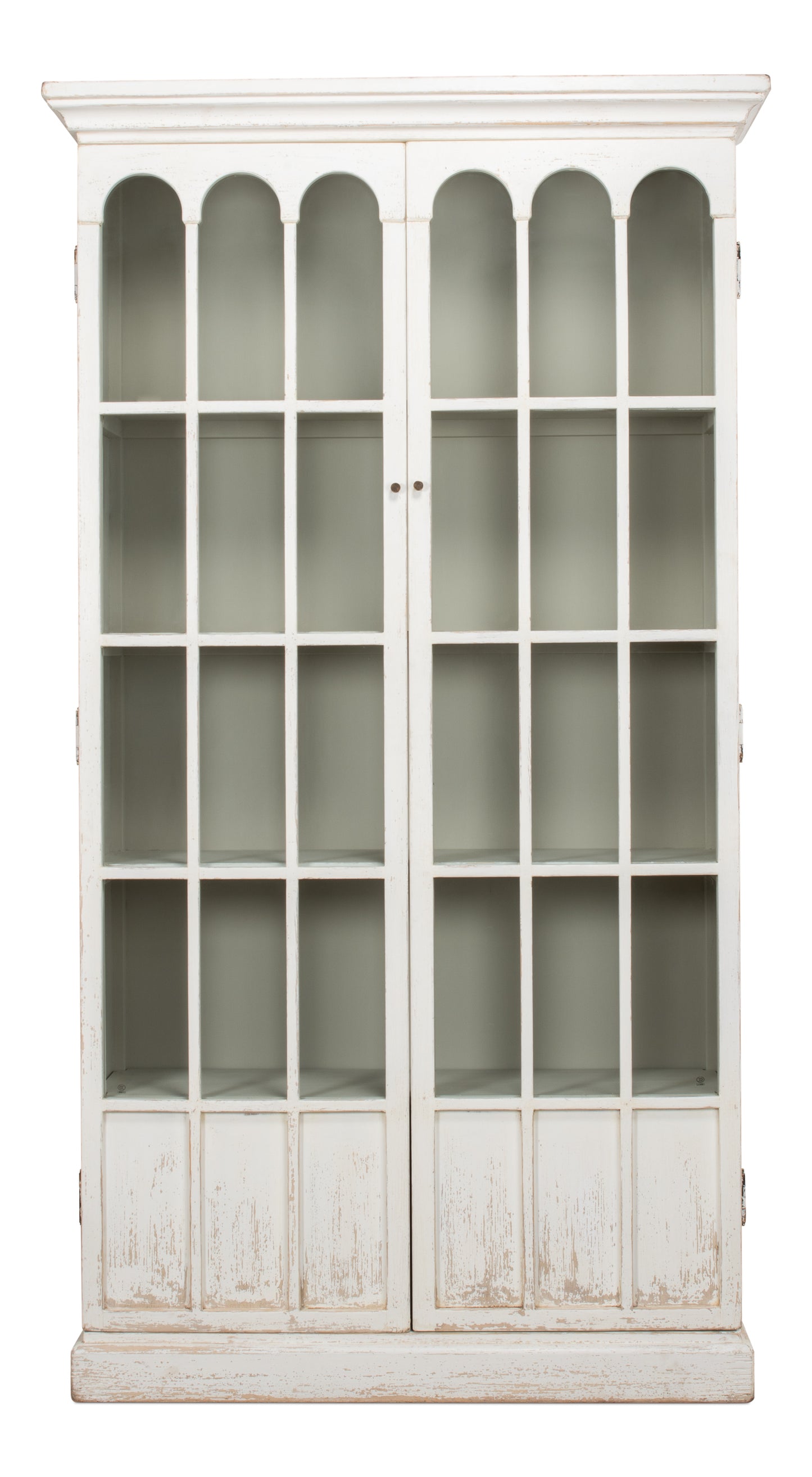 Sarreid - Edgar Allan Glass Bookcase - White - Traditional