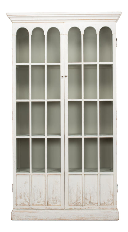 Sarreid - Edgar Allan Glass Bookcase - White - Traditional