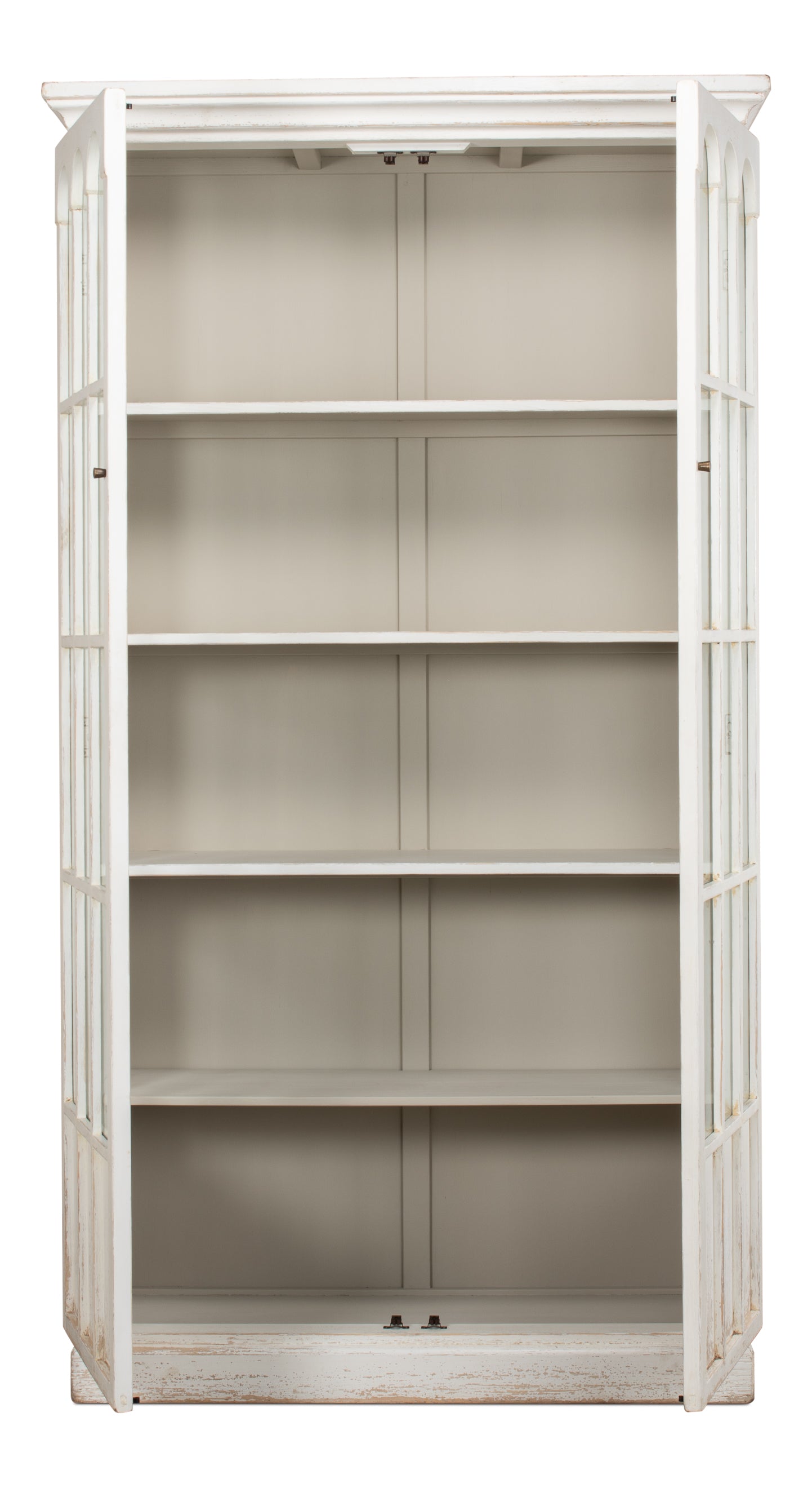 Sarreid - Edgar Allan Glass Bookcase - White - Traditional