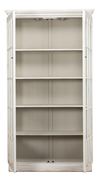 Sarreid - Edgar Allan Glass Bookcase - White - Traditional