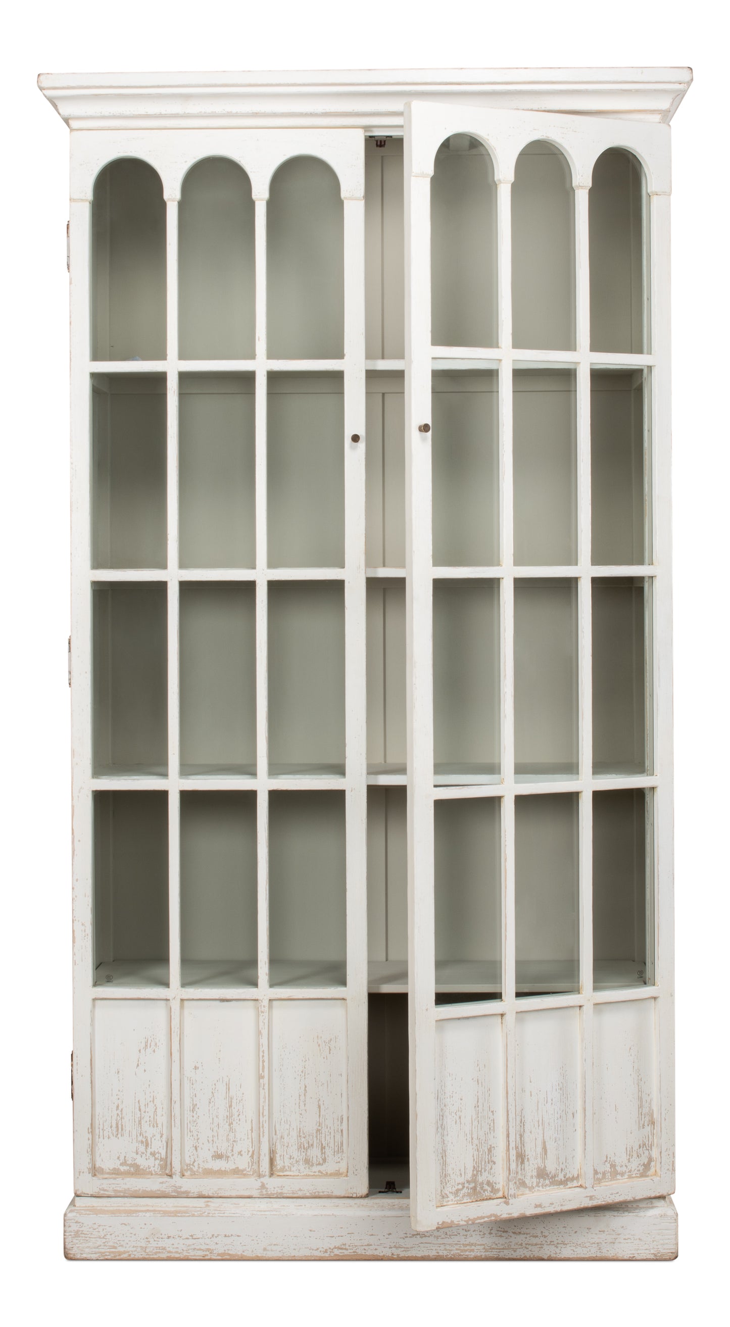 Sarreid - Edgar Allan Glass Bookcase - White - Traditional