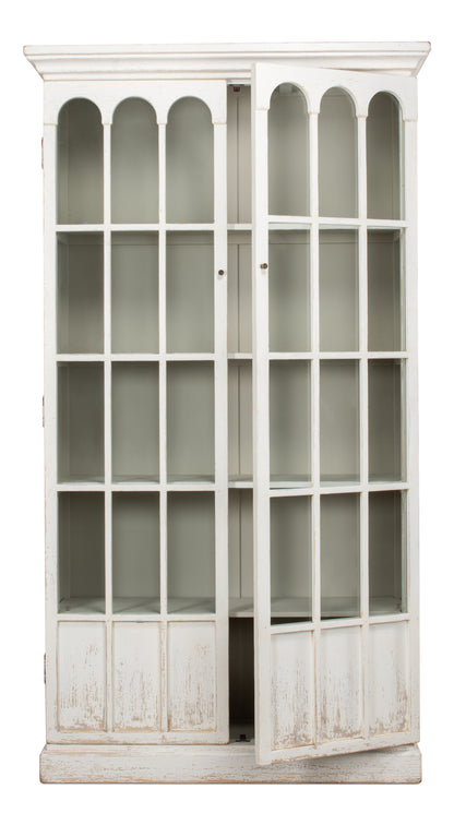 Sarreid - Edgar Allan Glass Bookcase - White - Traditional