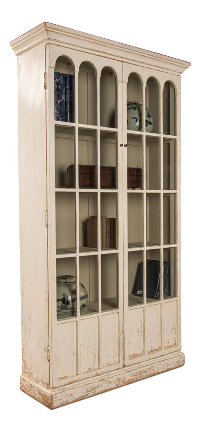 Sarreid - Edgar Allan Glass Bookcase - White - Traditional