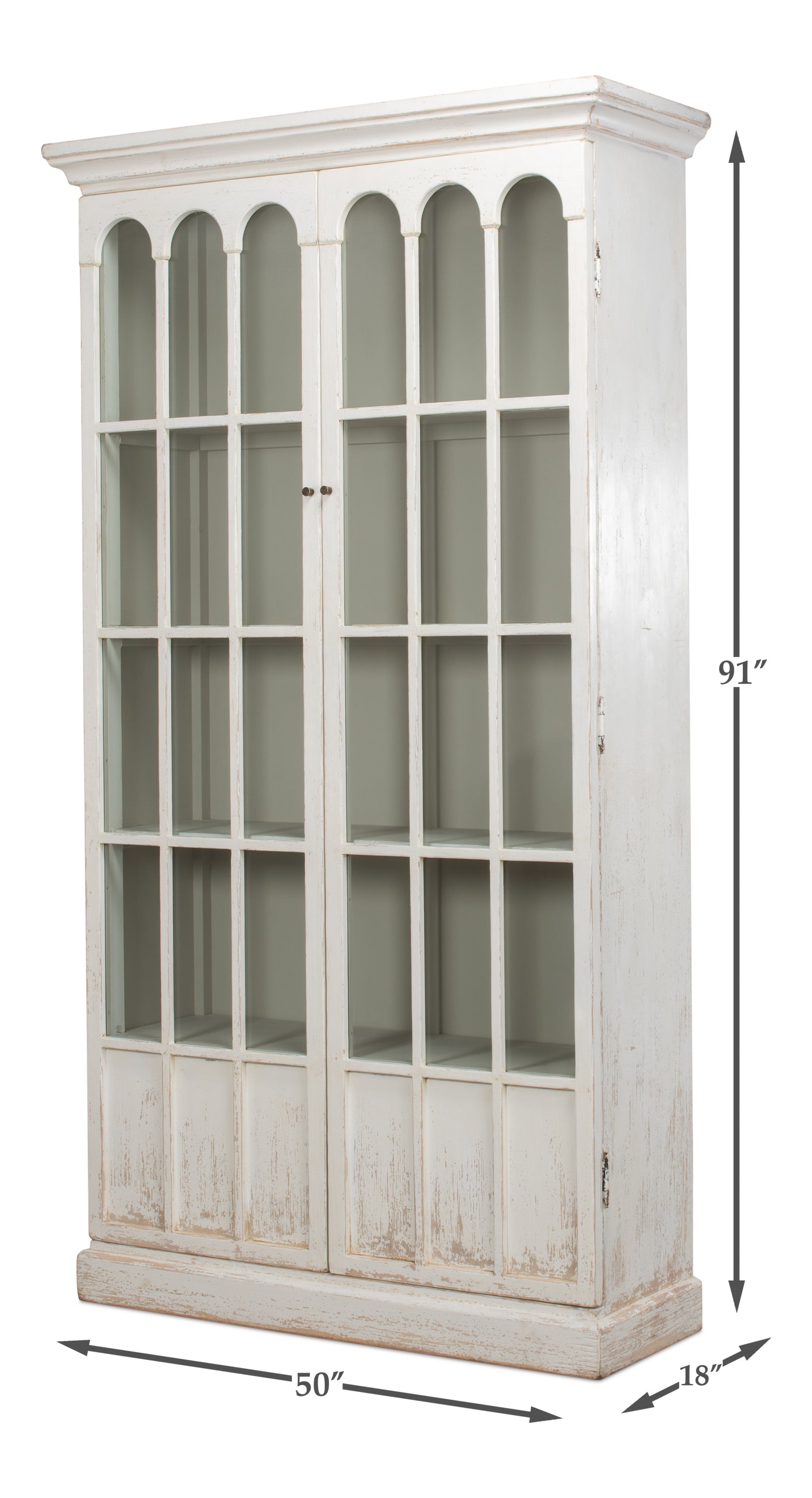 Sarreid - Edgar Allan Glass Bookcase - White - Traditional