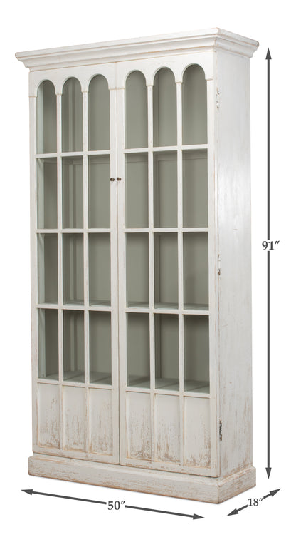 Sarreid - Edgar Allan Glass Bookcase - White - Traditional