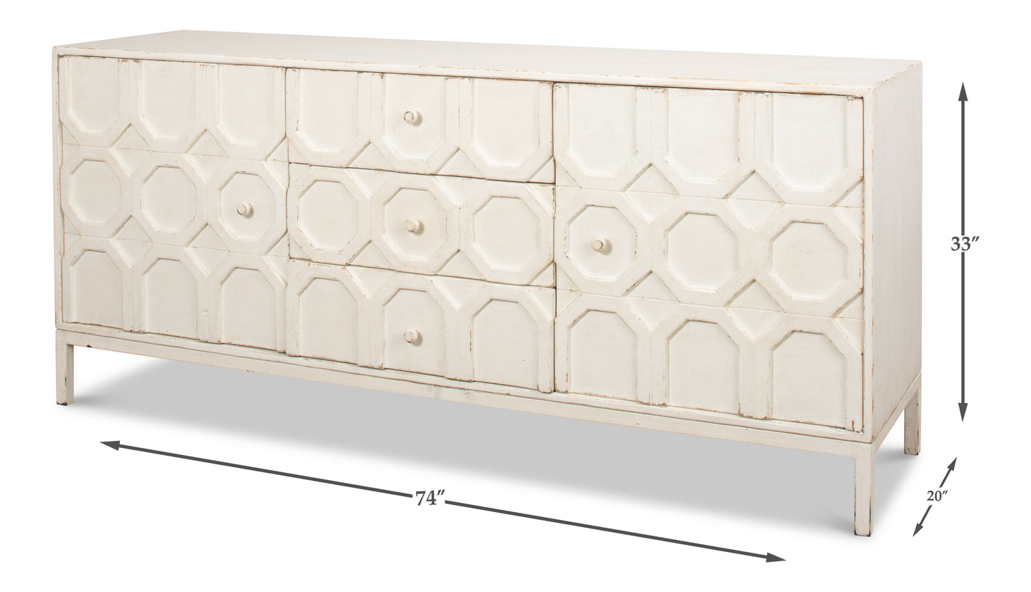 Sarreid - Becket Sideboard  Antique White - White - Transitional