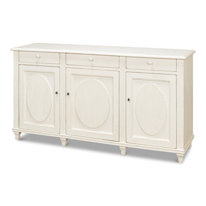 Sarreid - Ribbon Three Door Sideboard  Ant.White - White - Transitional