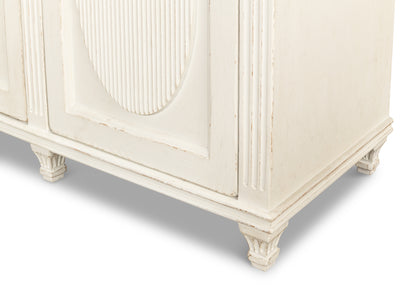 Sarreid - Ribbon Three Door Sideboard  Ant.White - White - Transitional