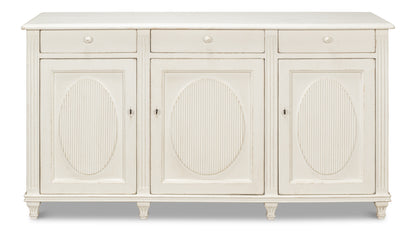 Sarreid - Ribbon Three Door Sideboard  Ant.White - White - Transitional