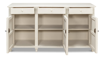 Sarreid - Ribbon Three Door Sideboard  Ant.White - White - Transitional