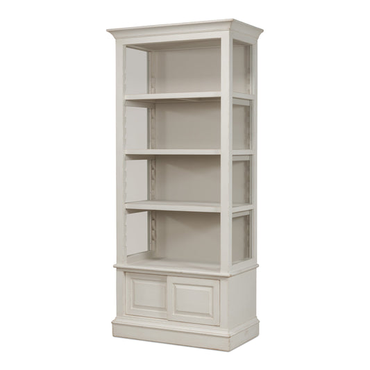 Sarreid - Zoey Bookcase  Antique White - White - Transitional