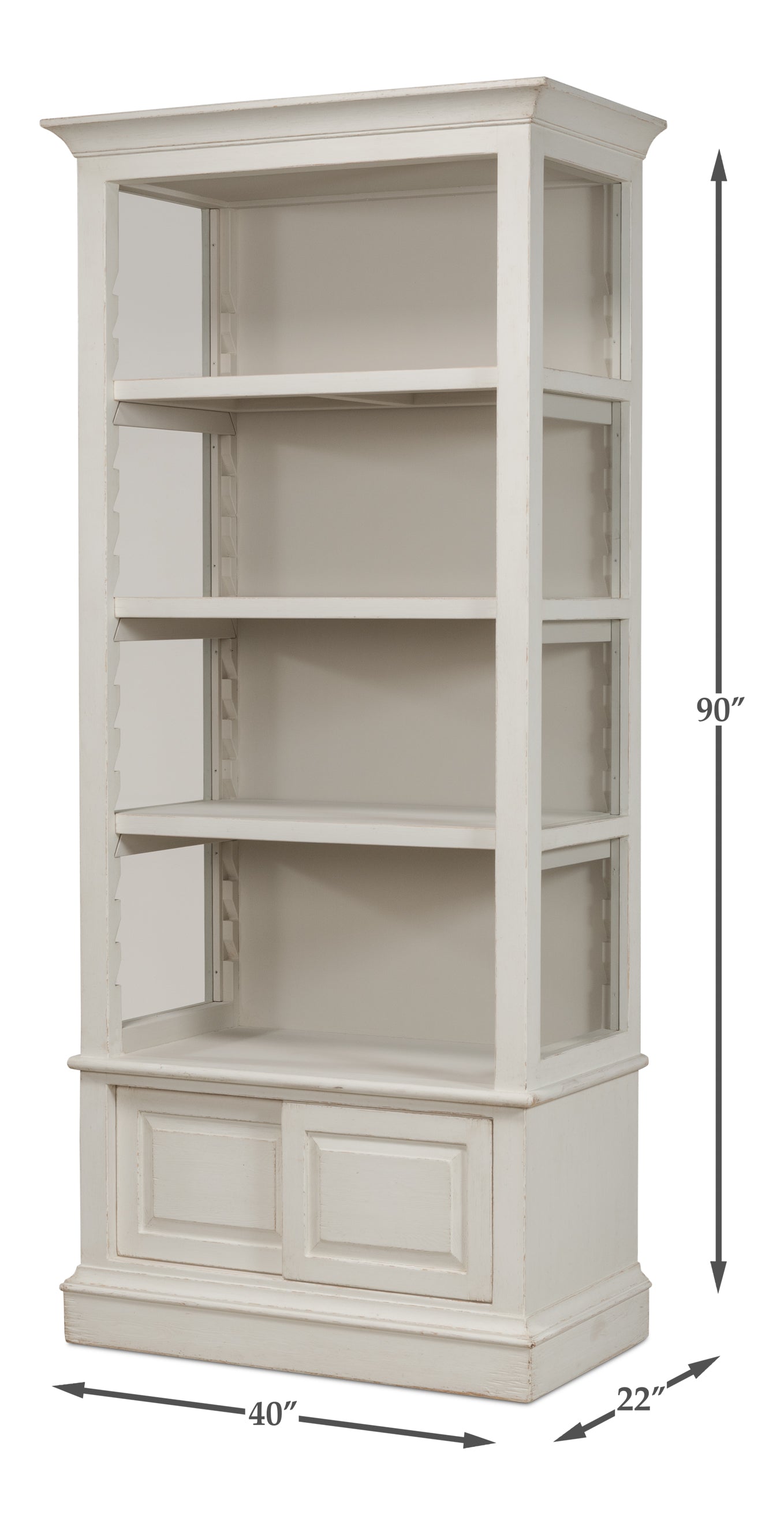 Sarreid - Zoey Bookcase  Antique White - White - Transitional